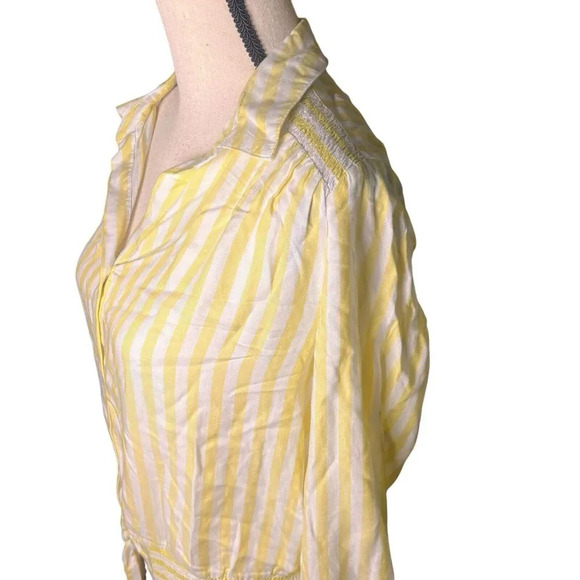 Beach Lunch Lounge Women’s Yellow Striped long sleeve Stretch Waistband Size M - Picture 6 of 13